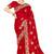 designer red heavy zari embroidery silk blend party wear saree