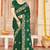 designer bottle green heavy zari embroidery silk blend party wear saree