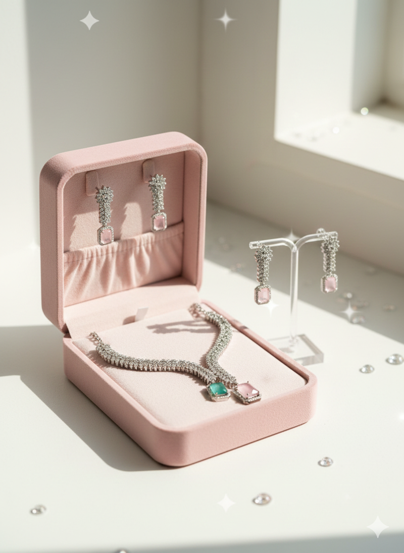 Multicolor american diamonds necklaces