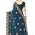 designer teal blue heavy zari embroidery silk blend party wear saree