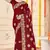 designer maroon heavy zari embroidery silk blend party wear saree