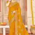 designer mustard heavy zari embroidery silk blend party wear saree