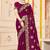 designer wine heavy zari embroidery silk blend party wear saree
