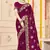 designer wine heavy zari embroidery silk blend party wear saree
