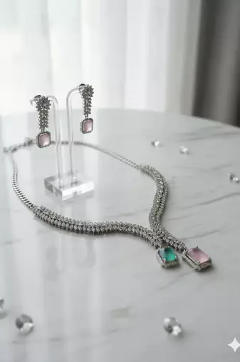 Multicolor american diamonds necklaces