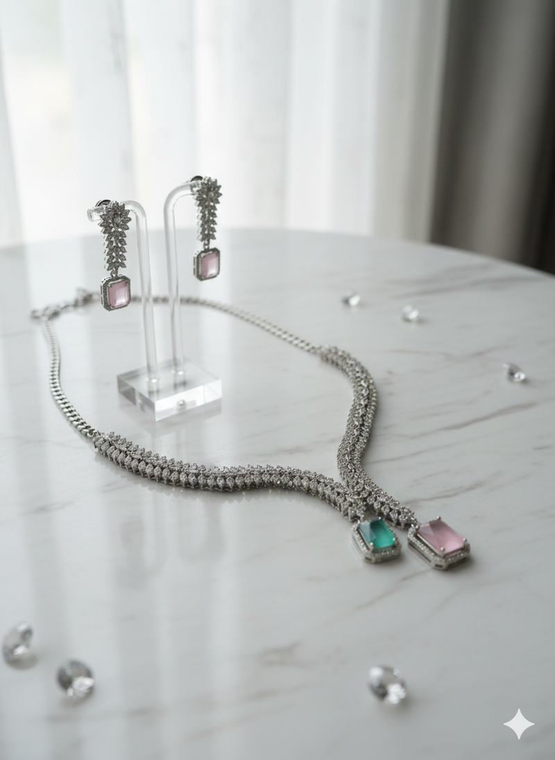 Multicolor american diamonds necklaces
