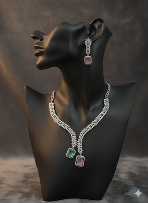 Multicolor american diamonds necklaces 4