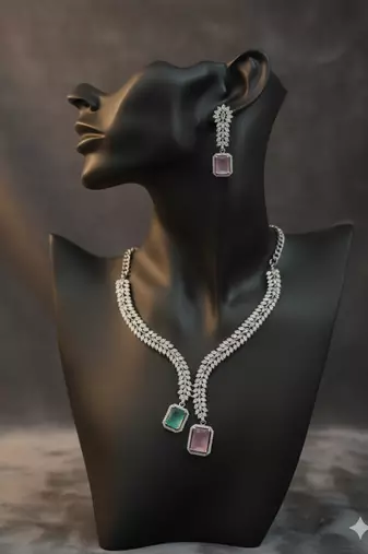 Multicolor american diamonds necklaces