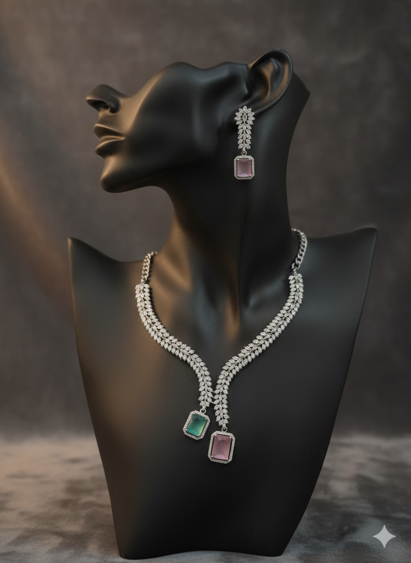 Multicolor american diamonds necklaces