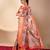 peach lichi art silk saree with floral print & patola pallu | designer zari border | with blouse