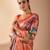 peach lichi art silk saree with floral print & patola pallu | designer zari border | with blouse