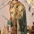 mustard yellow linen cotton patola ikat digital print saree with contrast border & matching blouse