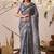 grey linen cotton digital floral printed saree with patola border | contemporary printed linen saree with blouse