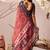 red digital print linen cotton saree with patola border & floral ethnic design – printed saree with blouse