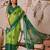 green linen cotton saree with ikat digital print & patola inspired border | soft weaving saree with matching blouse