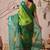 green linen cotton saree with ikat digital print & patola inspired border | soft weaving saree with matching blouse