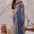 navy blue linen cotton digital patola print saree with matching blouse