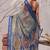 navy blue linen cotton digital patola print saree with matching blouse