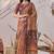 bronze elegant digital printed linen cotton floral saree with designer pallu – party wear saree with blouse