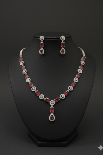 Red american diamonds necklaces