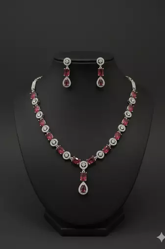 Red american diamonds necklaces