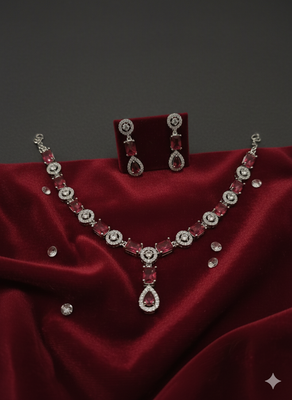 Red american diamonds necklaces 2
