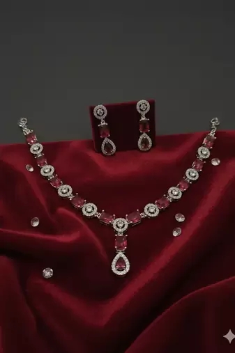 Red american diamonds necklaces
