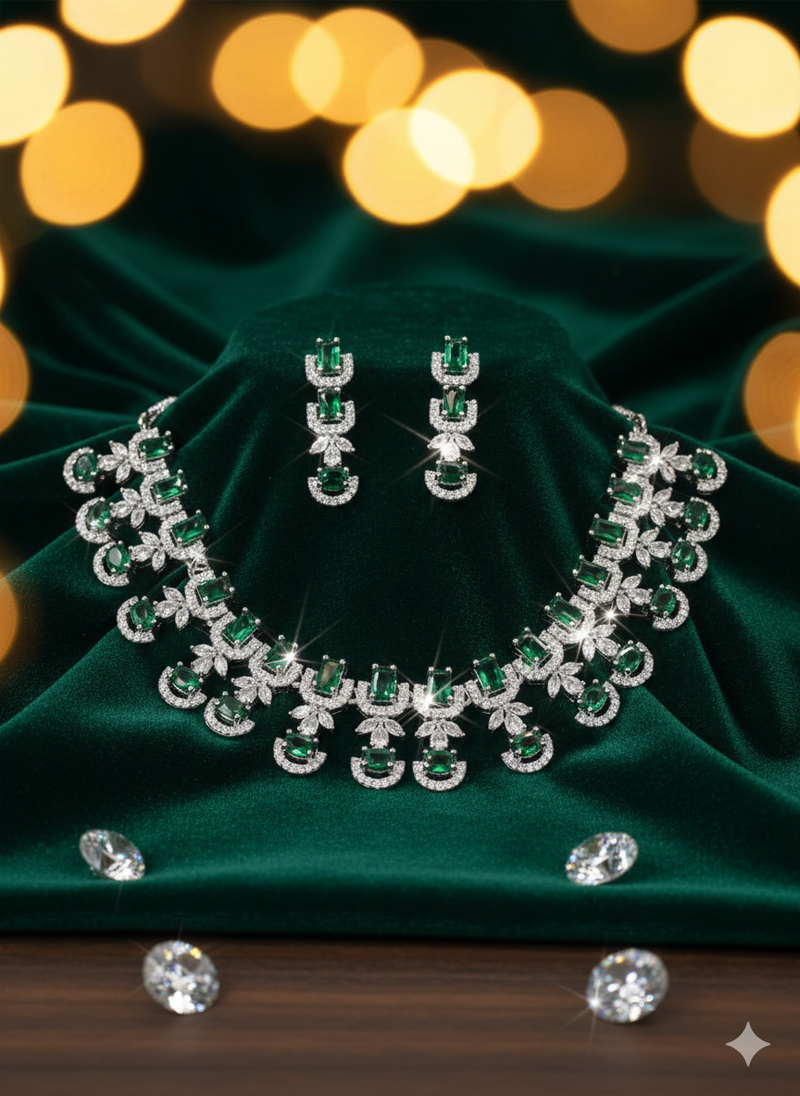 Green american diamonds necklaces