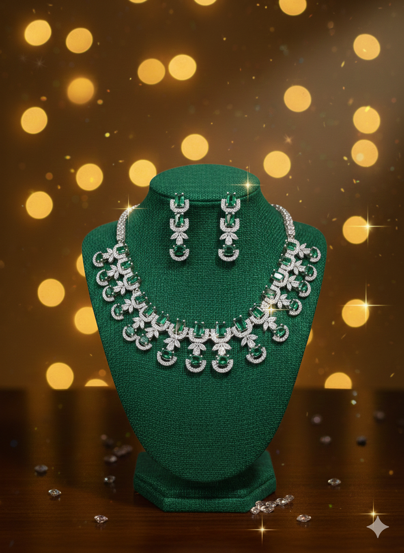 Green american diamonds necklaces