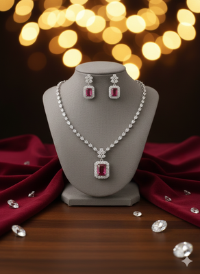 Red american diamonds necklaces 1