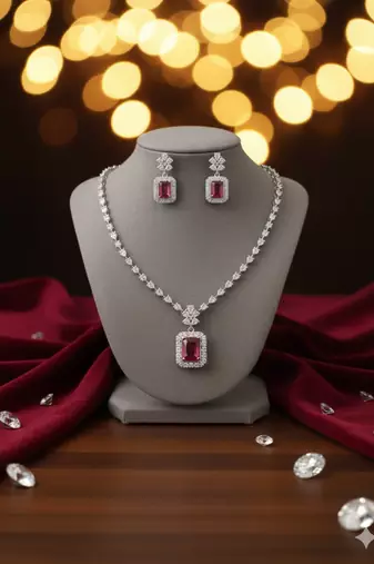 Red american diamonds necklaces