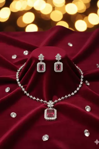 Red american diamonds necklaces