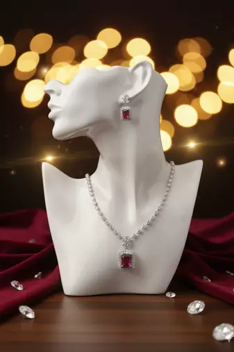 Red american diamonds necklaces