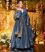 Blue Embroidered Anarkali Suit Set