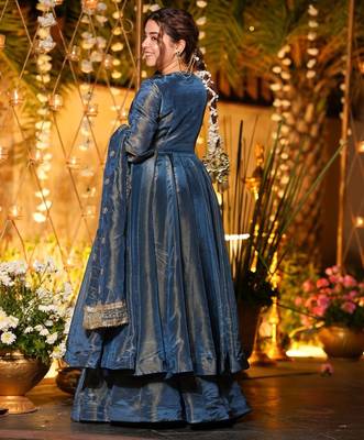 Blue Embroidered Anarkali Suit Set 4