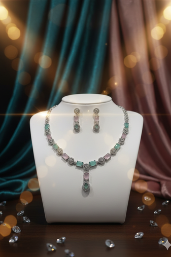Multicolor american diamonds necklaces