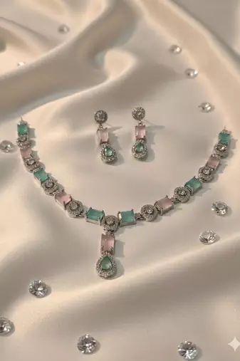 Multicolor american diamonds necklaces