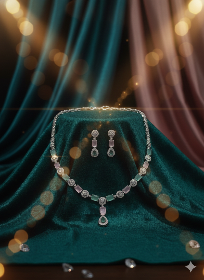 Multicolor american diamonds necklaces