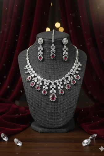 Red american diamonds necklaces