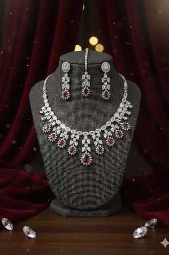 Red american diamonds necklaces