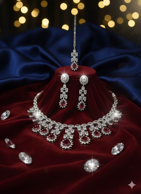 Red american diamonds necklaces 2