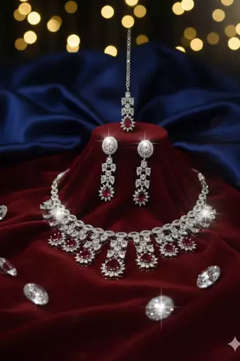 Red american diamonds necklaces