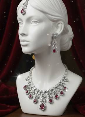 Red american diamonds necklaces 3