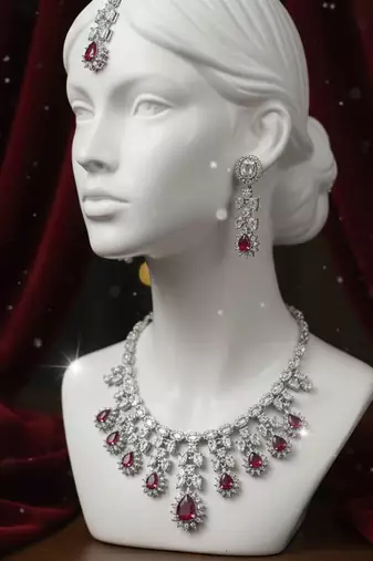 Red american diamonds necklaces