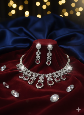 Red american diamonds necklaces 4