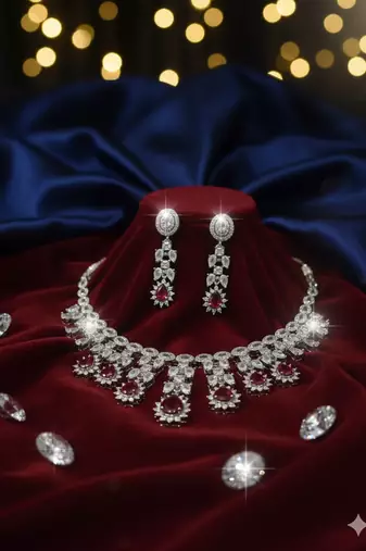 Red american diamonds necklaces
