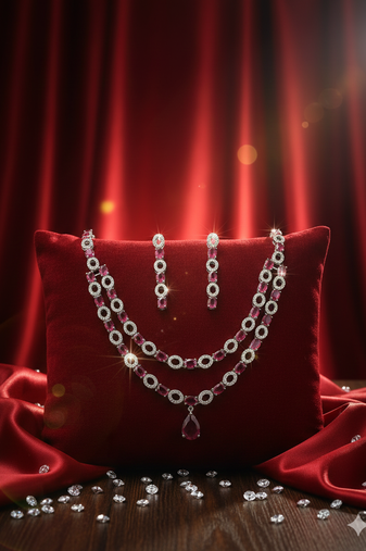 Red american diamonds necklaces