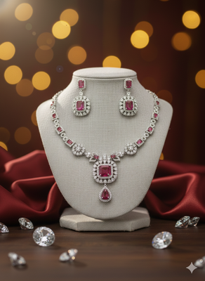 Red american diamonds necklaces 1
