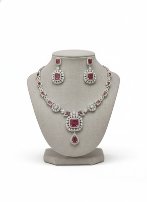 Red american diamonds necklaces 3