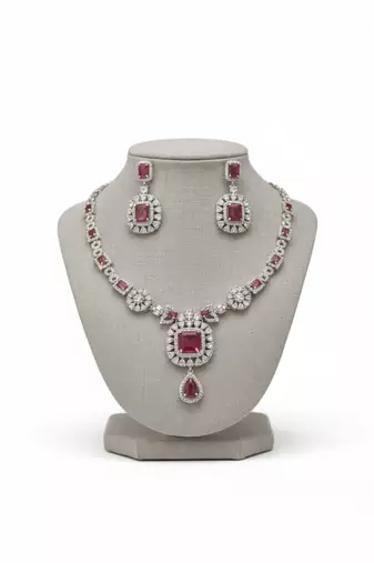 Red american diamonds necklaces